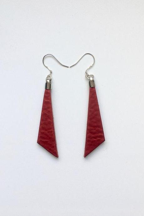 Pendientes De Cuero Rojo Norma